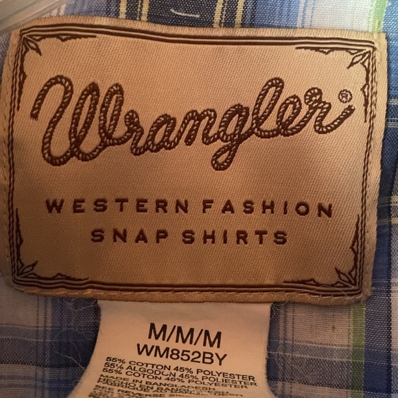 Wrangler Cowboy Retro Western Snap Pearl Sawtooth Pocket Plaid Shirt M - Picture 6 of 10